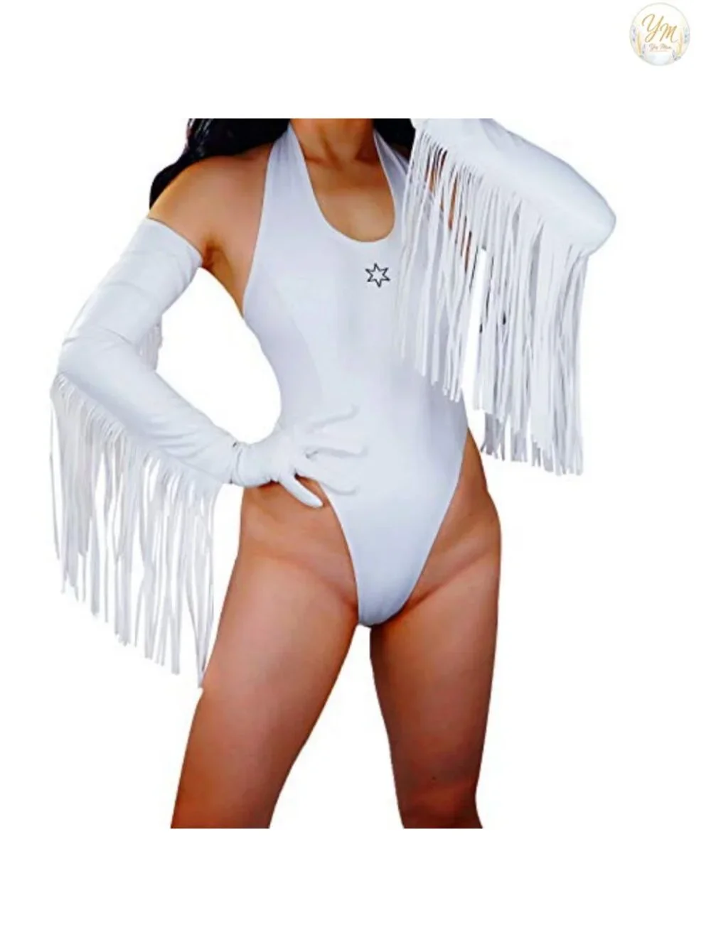 Faux Leather Long Fringe Gloves 28in Tassel Opera Halloween